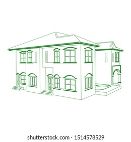 Blueprint or Wire-frame style. modern architecture exterior. architecture abstract. 