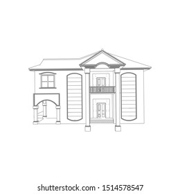 Blueprint or Wire-frame style. modern architecture exterior. architecture abstract. 