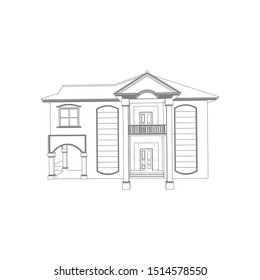 Blueprint or Wire-frame style. modern architecture exterior. architecture abstract. 