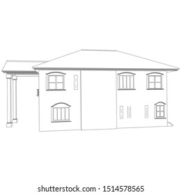 Blueprint or Wire-frame style. modern architecture exterior. architecture abstract. 