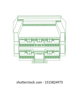 Blueprint or Wire-frame style. modern architecture exterior. architecture abstract. 