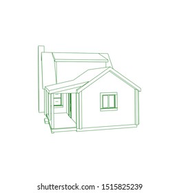 Blueprint or Wire-frame style. modern architecture exterior. architecture abstract. 