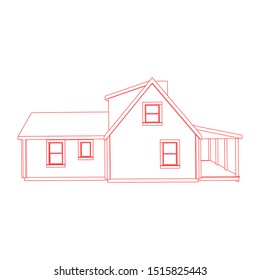 Blueprint or Wire-frame style. modern architecture exterior. architecture abstract. 