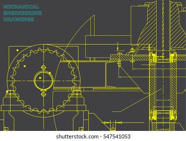 Blueprints. Engineering backgrounds. Mechanical engineering drawings. Cover. Technical Design. Gray