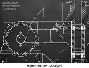 Blueprints. Engineering backgrounds. Mechanical engineering drawings. Cover. Technical Design. Black