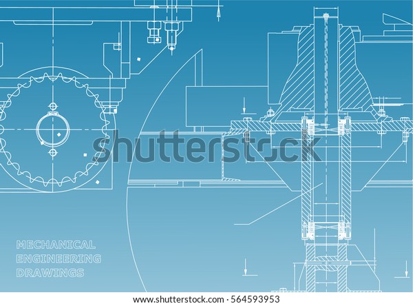 Blueprints.
Engineering backgrounds. Mechanical engineering drawings. Cover.
Banner. Technical Design. White and
blue
