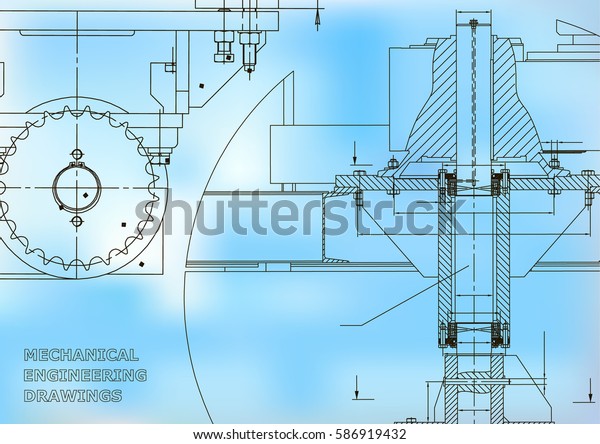 Blueprints. Engineering\
backgrounds. Mechanical engineering drawings. Cover. Banner.\
Technical Design.\
Blue