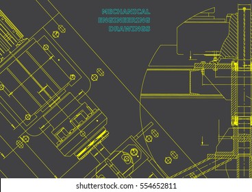 Blueprints. Mechanical construction. Technical Design. Cover. Banner. Gray