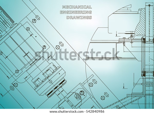 Blueprints. Mechanical construction. Technical\
Design. Cover. Banner. Light\
blue