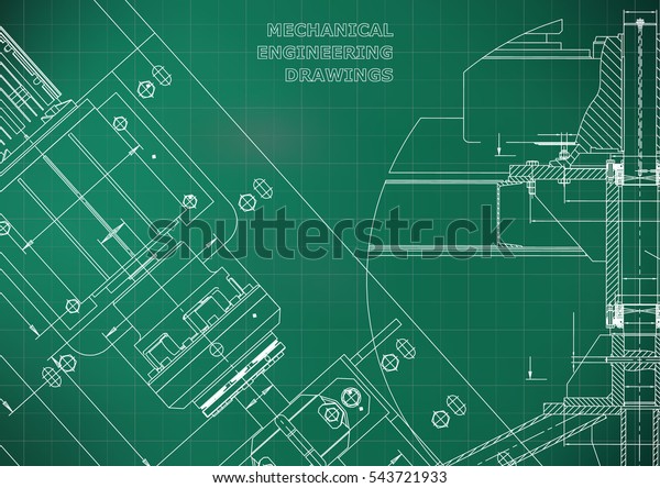 Blueprints. Mechanical construction.\
Technical Design. Cover. Banner. Light green.\
Grid