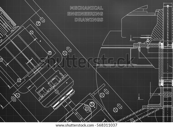 Blueprints. Mechanical construction. Technical\
Design. Cover. Banner. Black.\
Grid