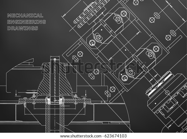 Blueprints. Mechanical construction.\
Technical Design. Engineering Cover. Banner.\
Black