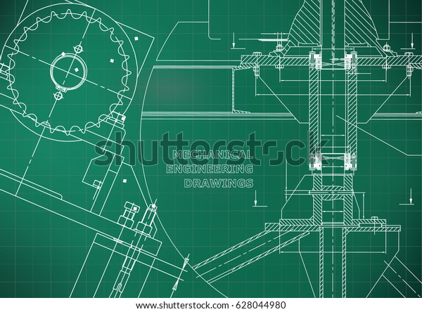 Blueprints.\
Mechanical construction. Technical Design. Engineering\
illustrations. Banner. Light green.\
Grid