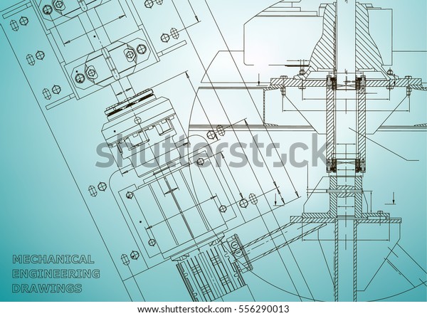 Blueprints. Mechanical engineering drawings.\
Technical Design. Cover. Banner. Light\
blue