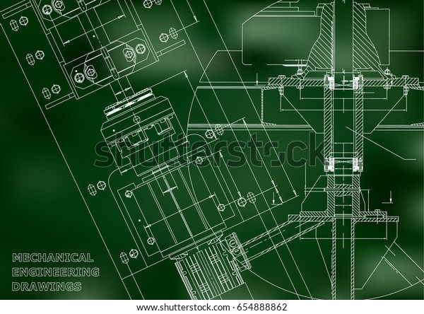 Blueprints. Mechanical engineering drawings.
Technical Design. Cover. Banner.
Green