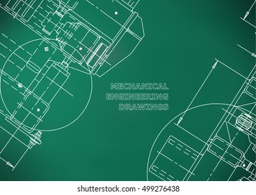 Blueprints. Mechanics. Cover. Mechanical Engineering drawing. Engineering design, construction. Light green