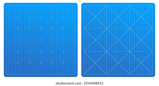 Blueprint-style background. Grid paper wireframe for technology, architecture, and education. Metric scale cutting mat design for notes and graphs.