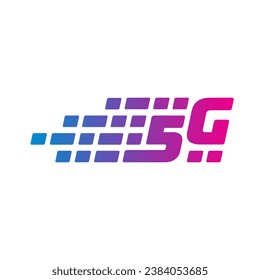 blue-purple 5G logo. fifth generation mobile internet. 5G logo for the world of technology, internet, mobile