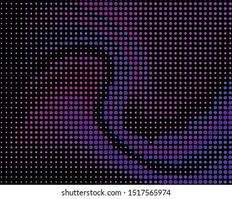 Blue-purple dotted panel. Halftone background. Digital gradient. Abstract backdrop with circles, point, dots. Dotted pattern. Futuristic panel Vector illustration