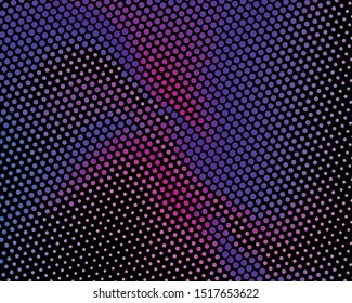 Blue-purple dotted panel. Halftone background. Digital gradient. Abstract backdrop with circles, point, dots. Dotted pattern. Futuristic panel Vector illustration