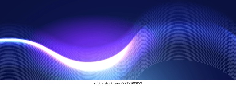 Onda de dados brilhante azul-roxa com partículas de pixel finas e curvas suaves. Ideal para design digital, temas de tecnologia, visuais de inovação e apresentações modernas.