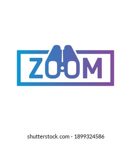 blue-purple gradient zoom logo. zoom and binoculars logo