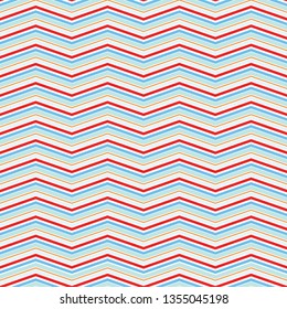 Blue-red seamless geometric pattern with zigzags