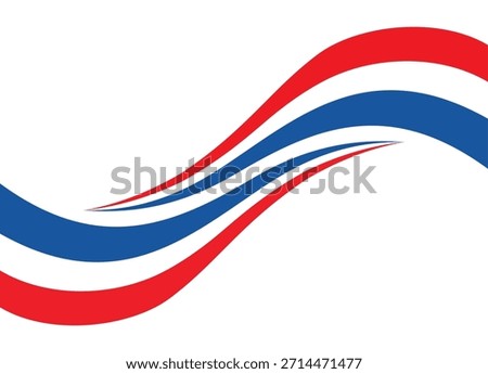 Blue-red vector waves on a white background. Sports design element. Pattern on a car body, toy, sportswear. Vector background