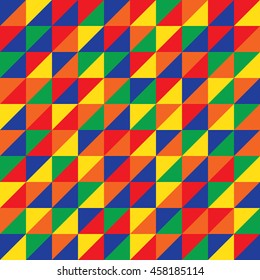blue,red, yellow, orange and green triangles, geometric pattern, vector illustration