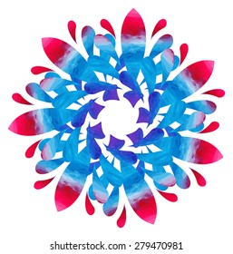 Blue-rose abstract flower of seven elements with polygonal pattern on white background in the Watercolour pattern collection