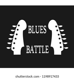 Blues battle banner print two guitars on a dark background, vector abstraction