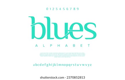 Blues creative modern urban alphabet font. Digital abstract moslem, futuristic, fashion, sport, minimal technology typography. Simple numeric vector illustration