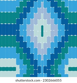 Blues and greens in a bargello diamond pattern.