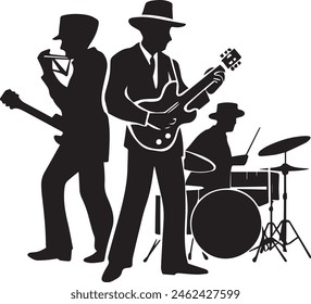 Blues Group Music Silhouette Vector