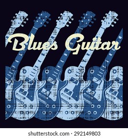 Blues guitar music, conceptual vector illustration.  EPS 8, CMYK
