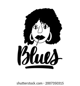 Blues - Hand drawn typography poster. Conceptual handwritten text. Hand letter script word art design. Good for scrap booking, posters, greeting cards, textiles, gifts, other sets. 