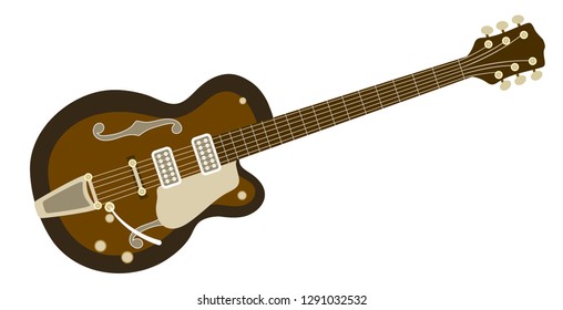 Blues, jazz and rockabilly archtop guitar isolated on white
