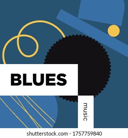 Blues Music Playlist. Vector, Cover Playlist, Thumbnail Design.