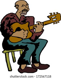Bluesman playing guitar