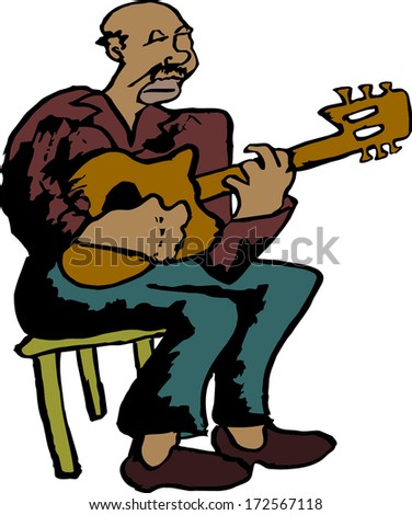 Bluesman playing guitar