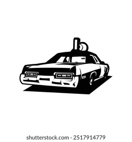 Bluesmobile monocrome silhouette car logo. isolated white background appear from the front with style. best for logos, badges, emblems, icons, design stickers, t-shirts. available in eps 10