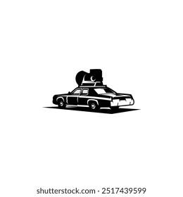 Bluesmobile silhouette. side view isolated white background. Best for badges, emblems, icons, sticker designs, classic car industry. available in eps 10.