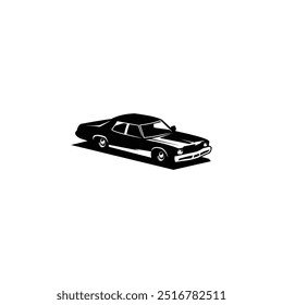 Bluesmobile. vector silhouette isolated on white background seen from the side. Best for badges, emblems, icons, sticker designs, automotive industry.