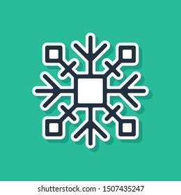 BlueSnowflake icon isolated on green background.  Vector Illustration