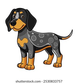 Bluetick Coonhound cão raça ilustração vetor isolado no fundo branco em estilo cartoon.