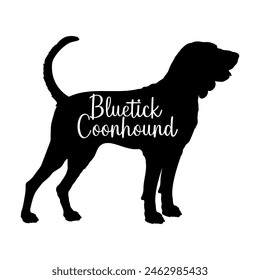 Bluetick Coonhound Dog silhouette dog breeds logo dog monogram vector