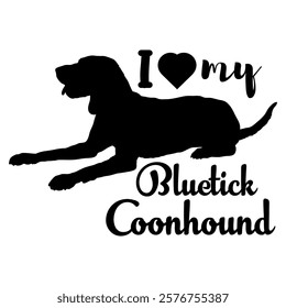 Bluetick Coonhound. dog silhouette, dog, dog breeds, logo, vector, silhouette, i love my dog, animal, illustration, icon, sign, design, black, symbol, pet, love