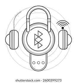 Bluetooth Auracast vector line art on white background