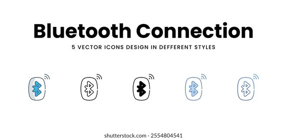 Bluetooth Connection icons set in different style vector stock illustration