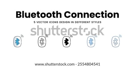 Bluetooth Connection icons set in different style vector stock illustration